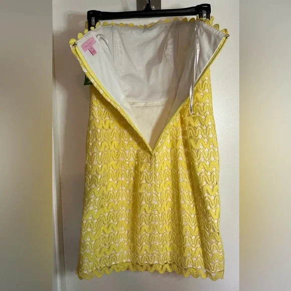 NWT Lilly Pulitzer Lakeland Ric Rac Lace Strapless Dress Starfruit Yellow Size 2 NWT Lilly Pulitzer Lakeland Ric Rac Lace Strapless Dress Starfruit Yellow Size 2